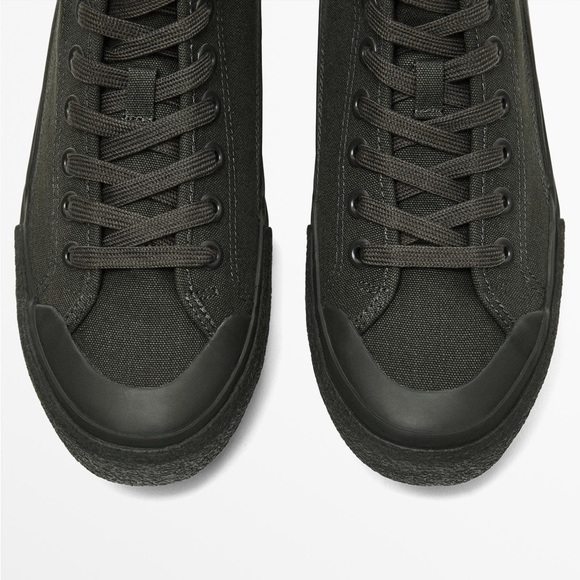 NWT. Massimo Dutti Studio Man Grey Canvas High-Top Trainers. Size 11. - Picture 4 of 9
